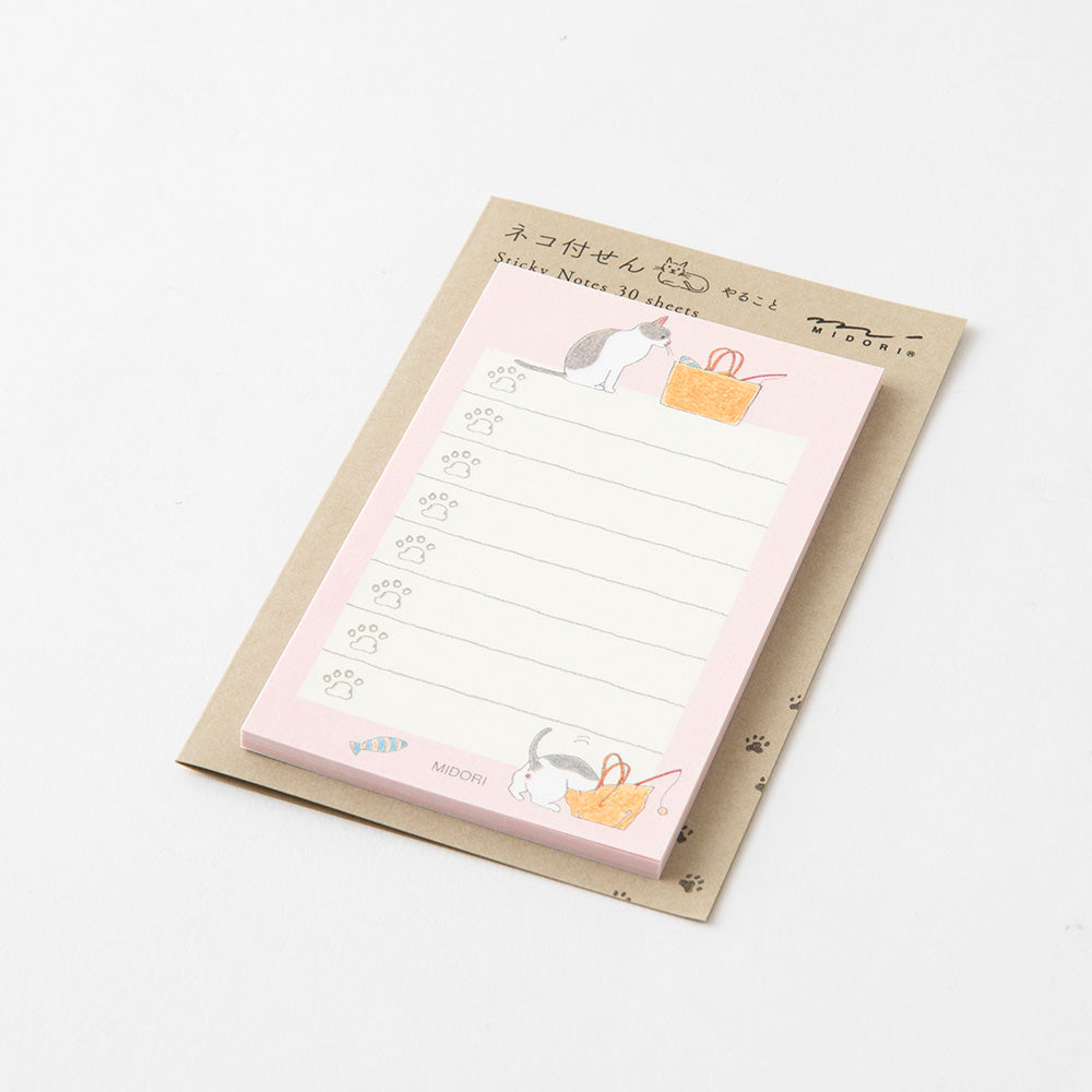 Midori Sticky Notes - To Do Cat Pink