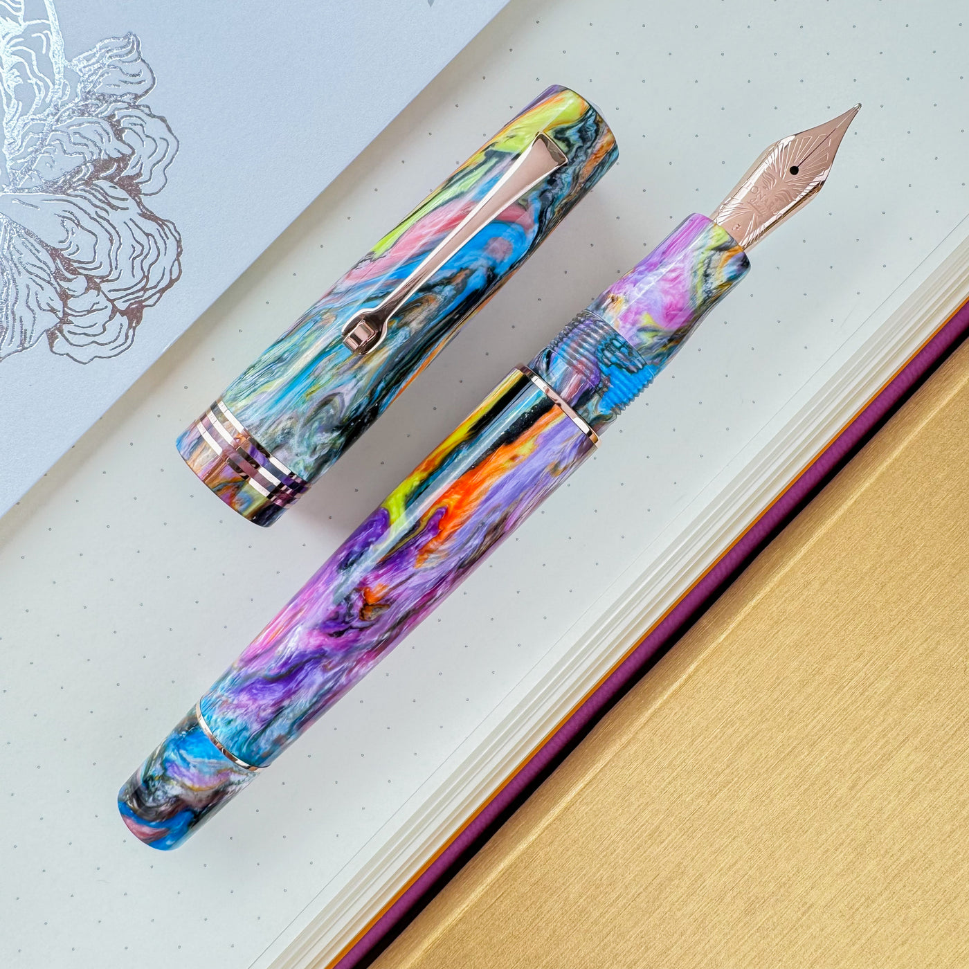 Leonardo Momento Zero Fountain Pen - Primary Manipulation 4.5 w/ Rose Gold Trim (Atlas Exclusive)