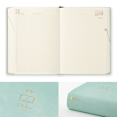 Midori Diary Hibino  - A6 Size - Blue-Green