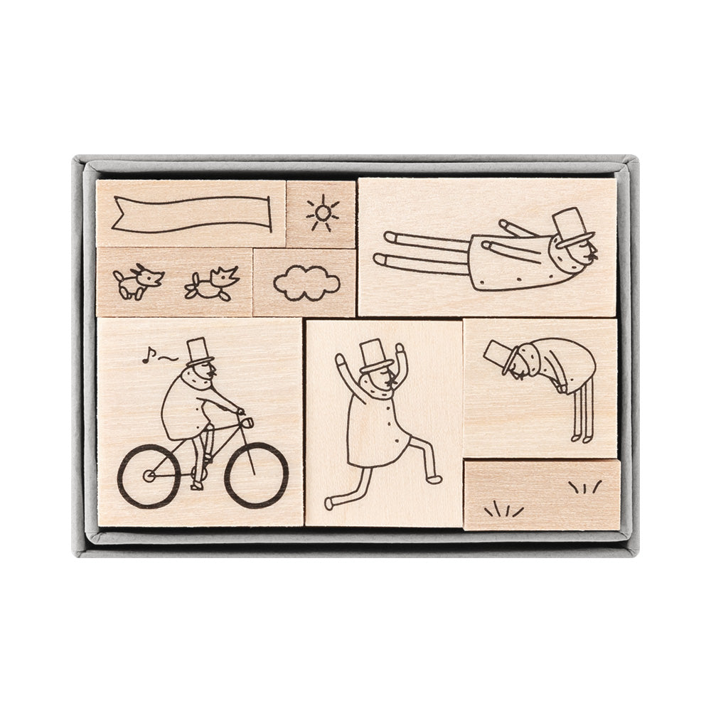 Midori Ojisan 30th Wooden Stamp Set B