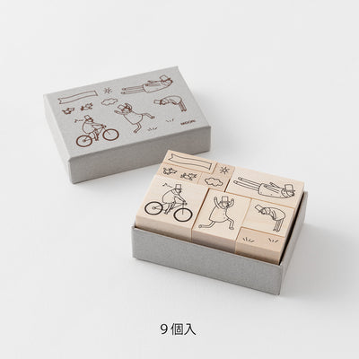 Midori Ojisan 30th Wooden Stamp Set B