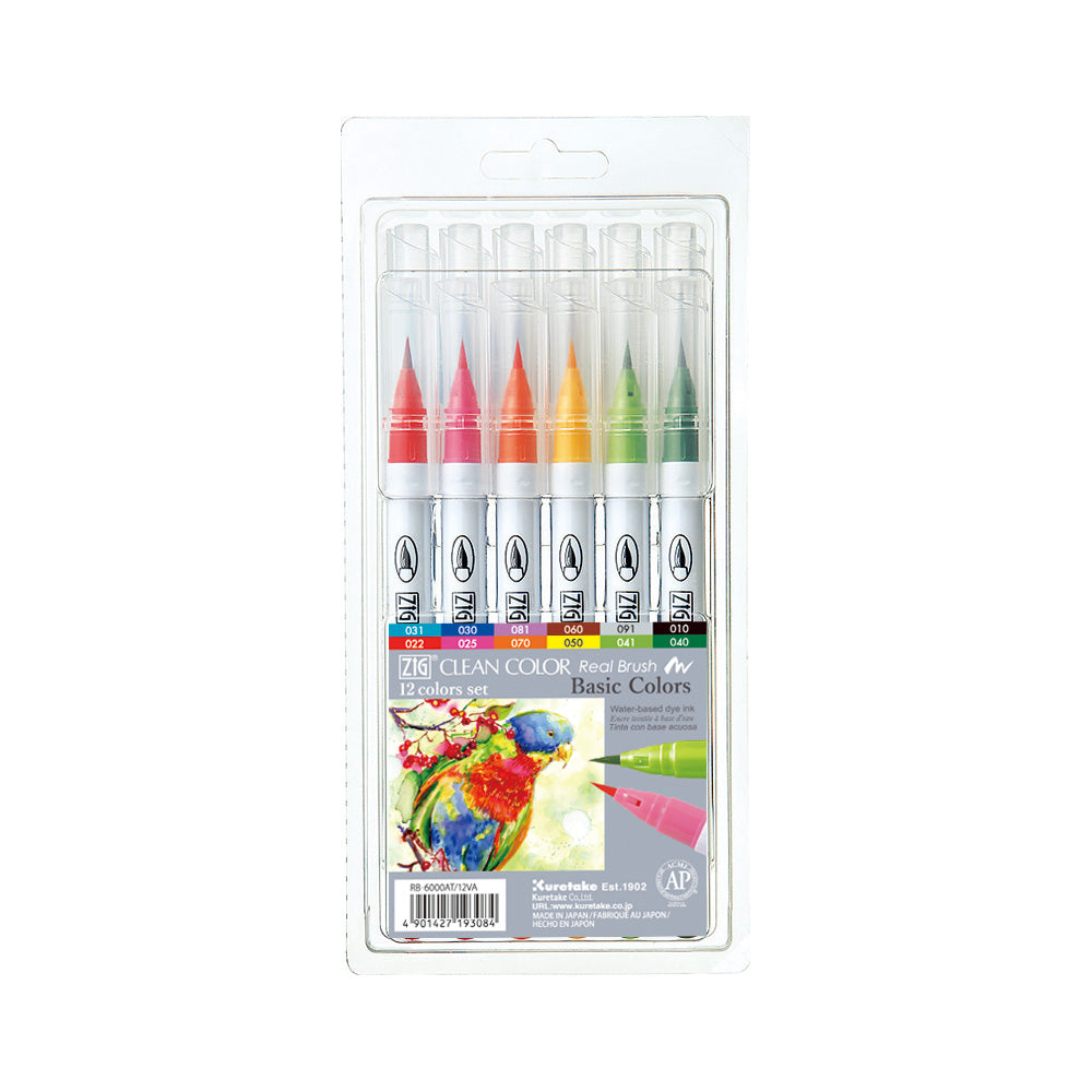 Kuretake Zig Clean Real Brush Markers (Set of 12)