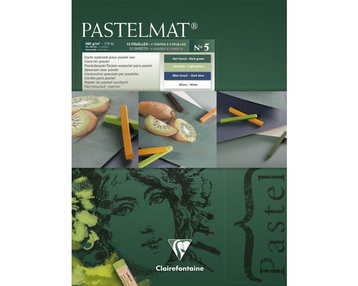 Clairefontaine Pastelmat - Glued Pads - Assorted - 12 Sheets - 360g - 7 x 9 1/2"