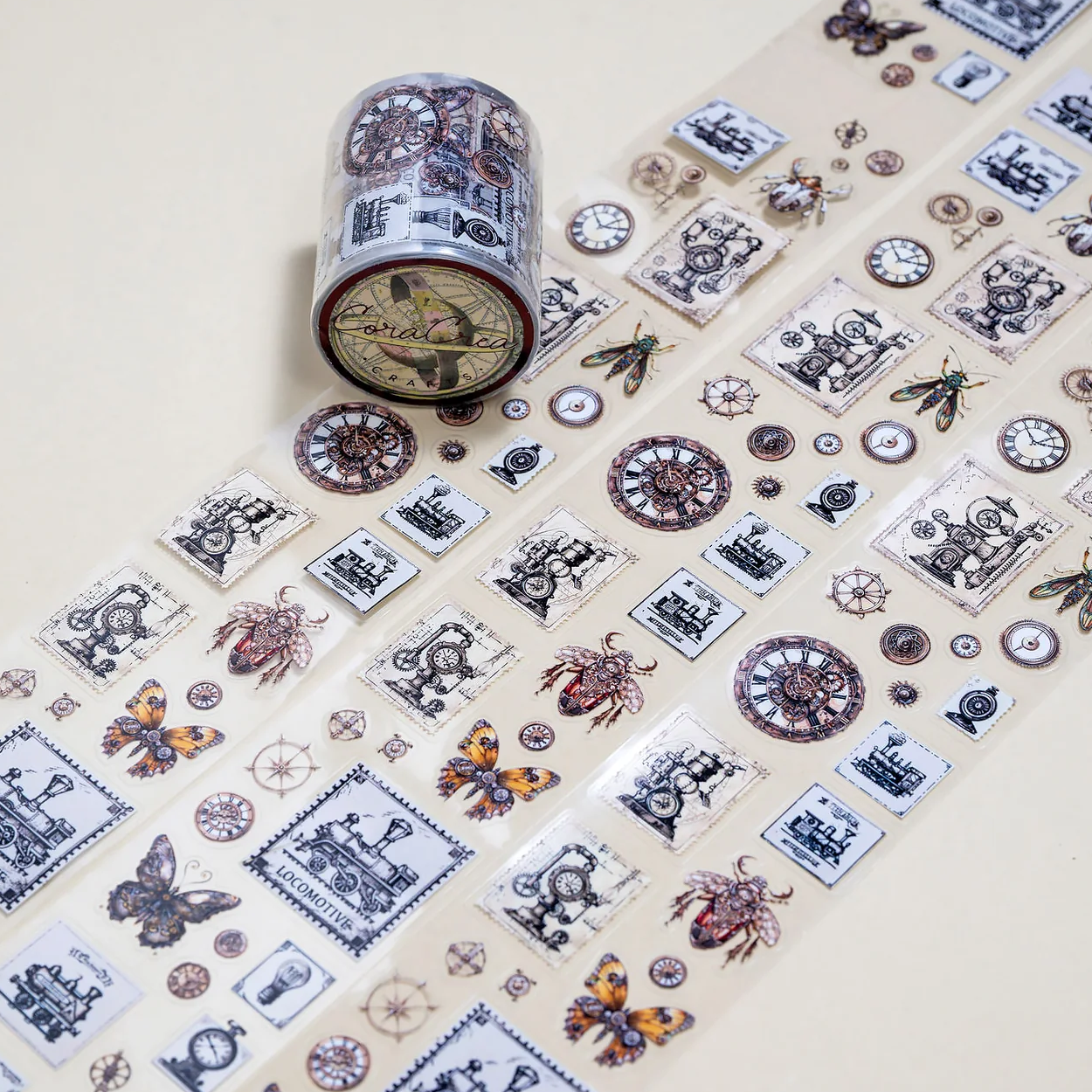 CoraCreaCrafts Washi Tape - Transparent - Steampunk