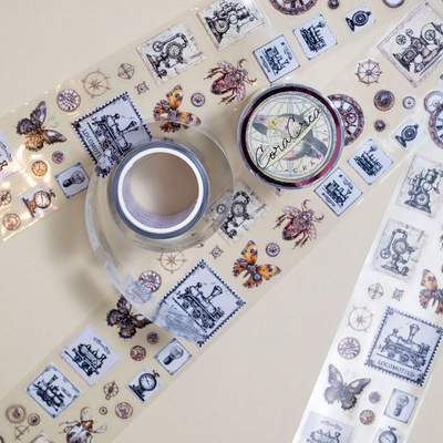 CoraCreaCrafts Washi Tape - Transparent - Steampunk