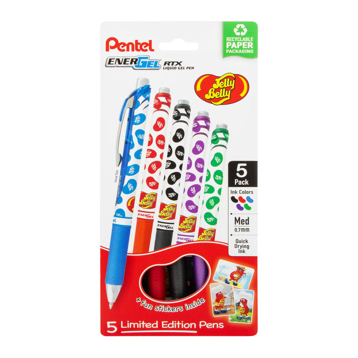 Pentel EnerGel RTX Retractable Gel Pen - Jelly Belly - 5 pack