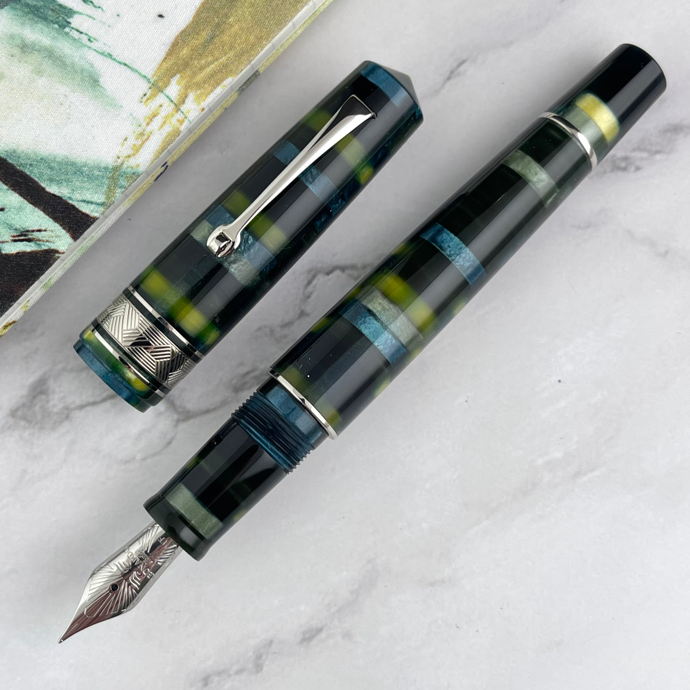 Leonardo Mosaico Fountain Pen - Baobab w/ Silver Trim