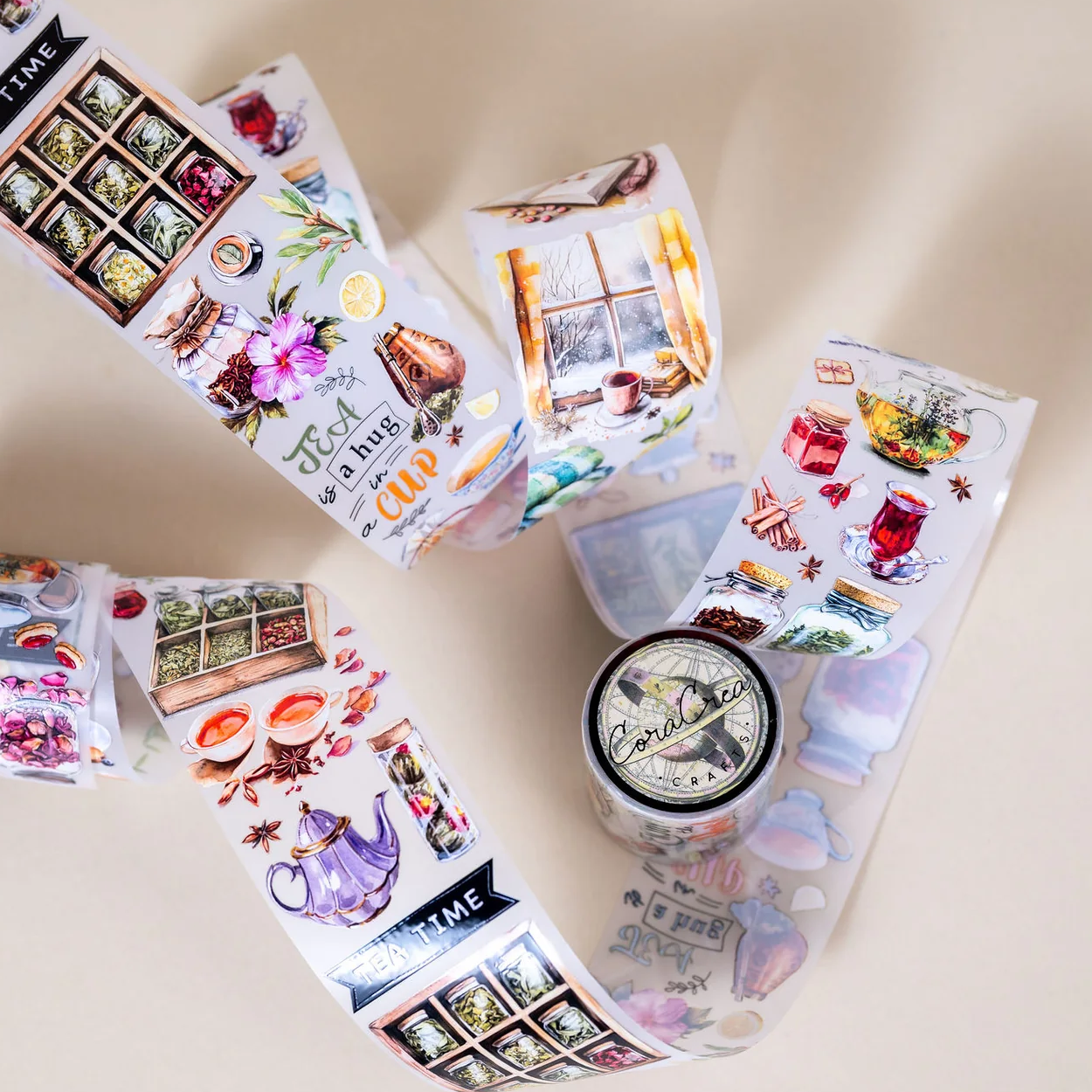 CoraCreaCrafts Washi Tape - Transparent - Tea Lover