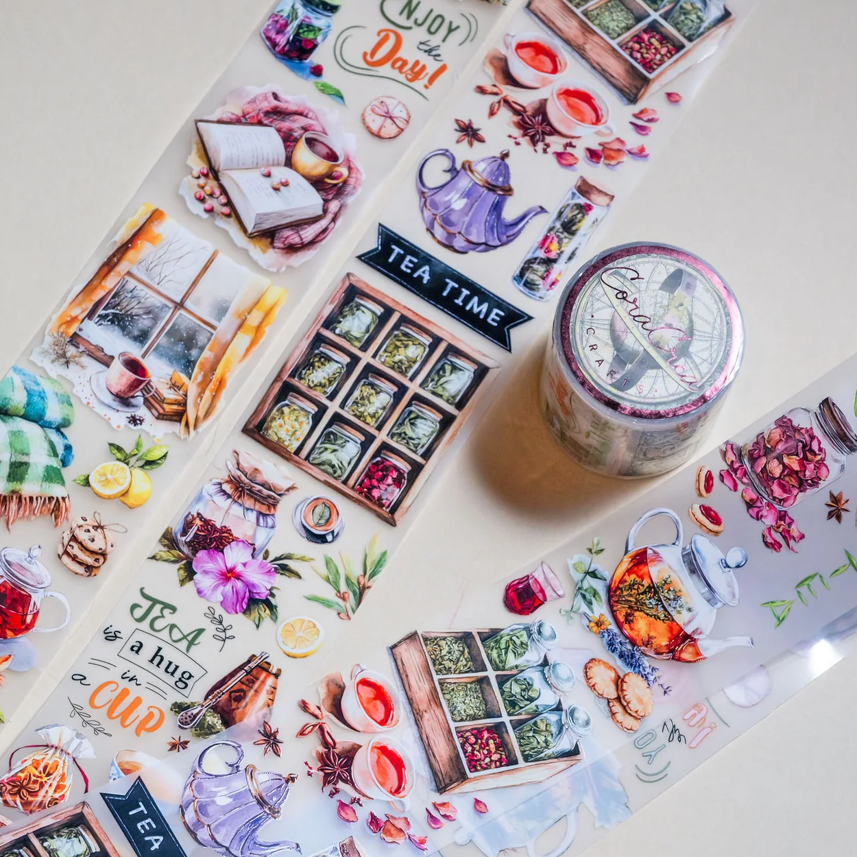 CoraCreaCrafts Washi Tape - Transparent - Tea Lover