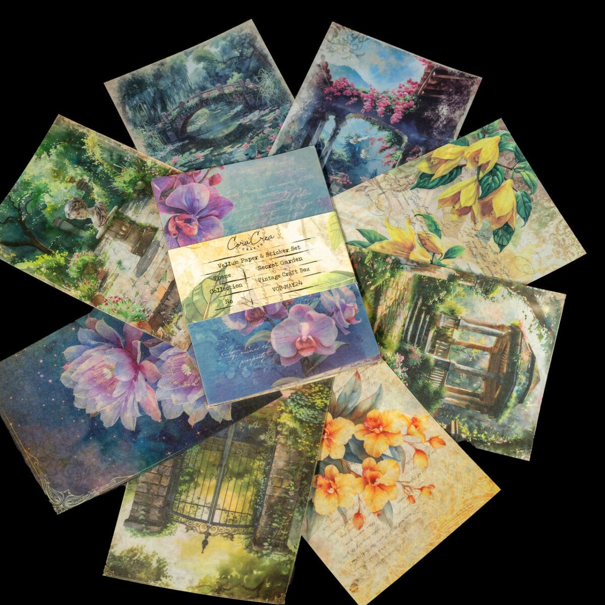 CoraCreaCrafts Sticker & Vellum Paper Set - Secret Garden