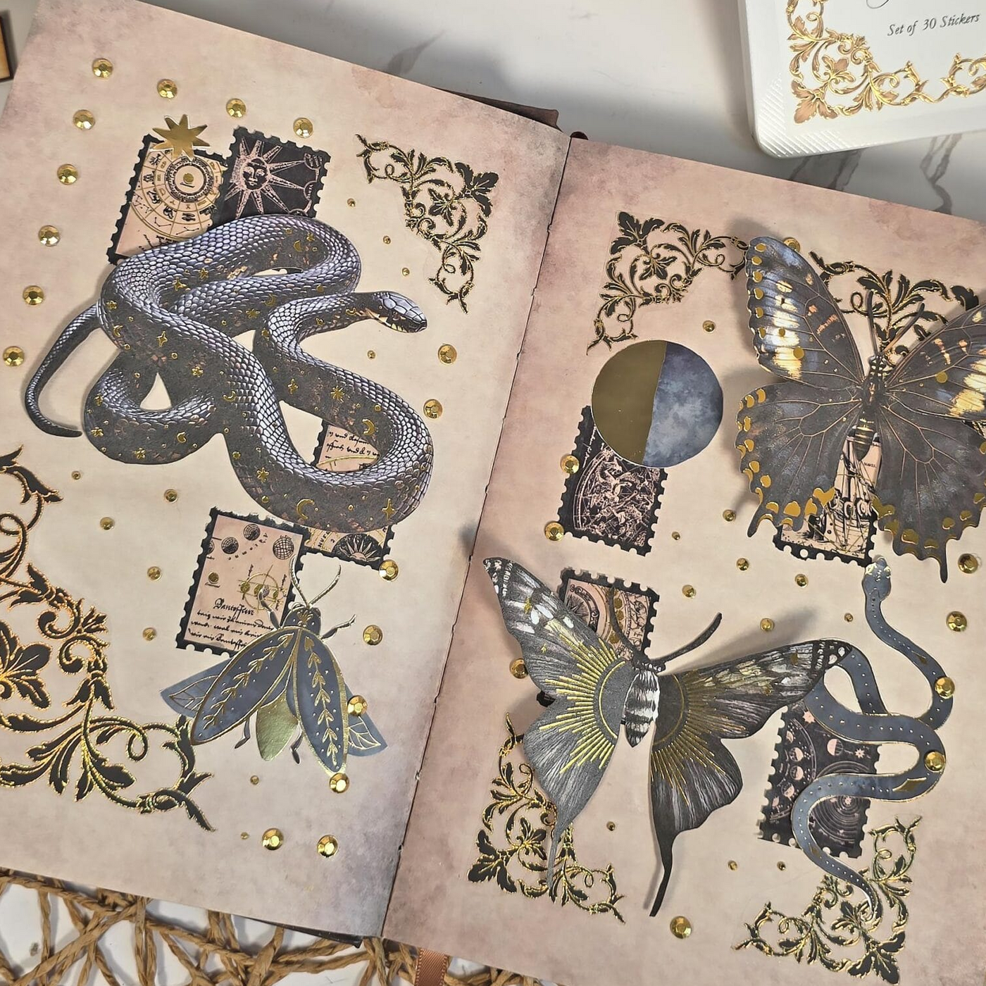 CoraCreaCrafts Owl Grimoire Foil Notebook