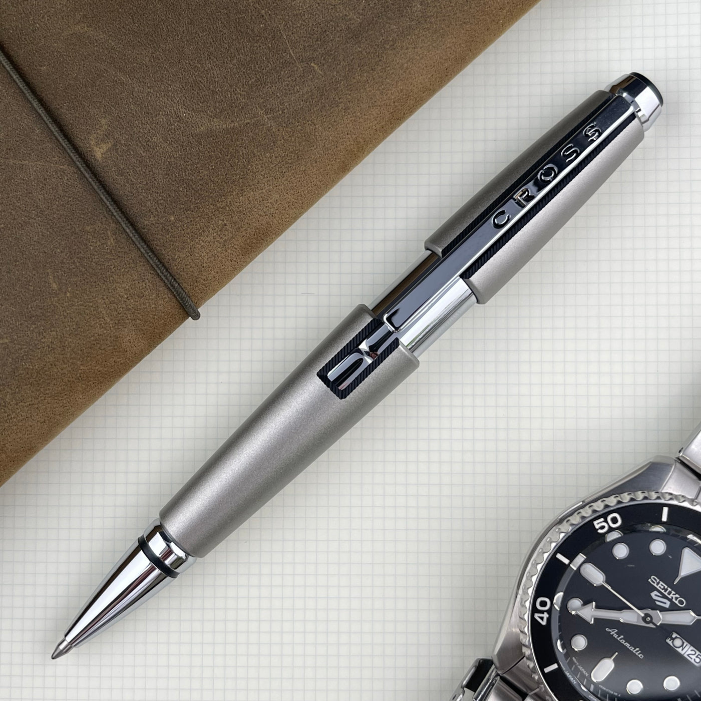 Cross Edge Rollerball Pen - Titanium