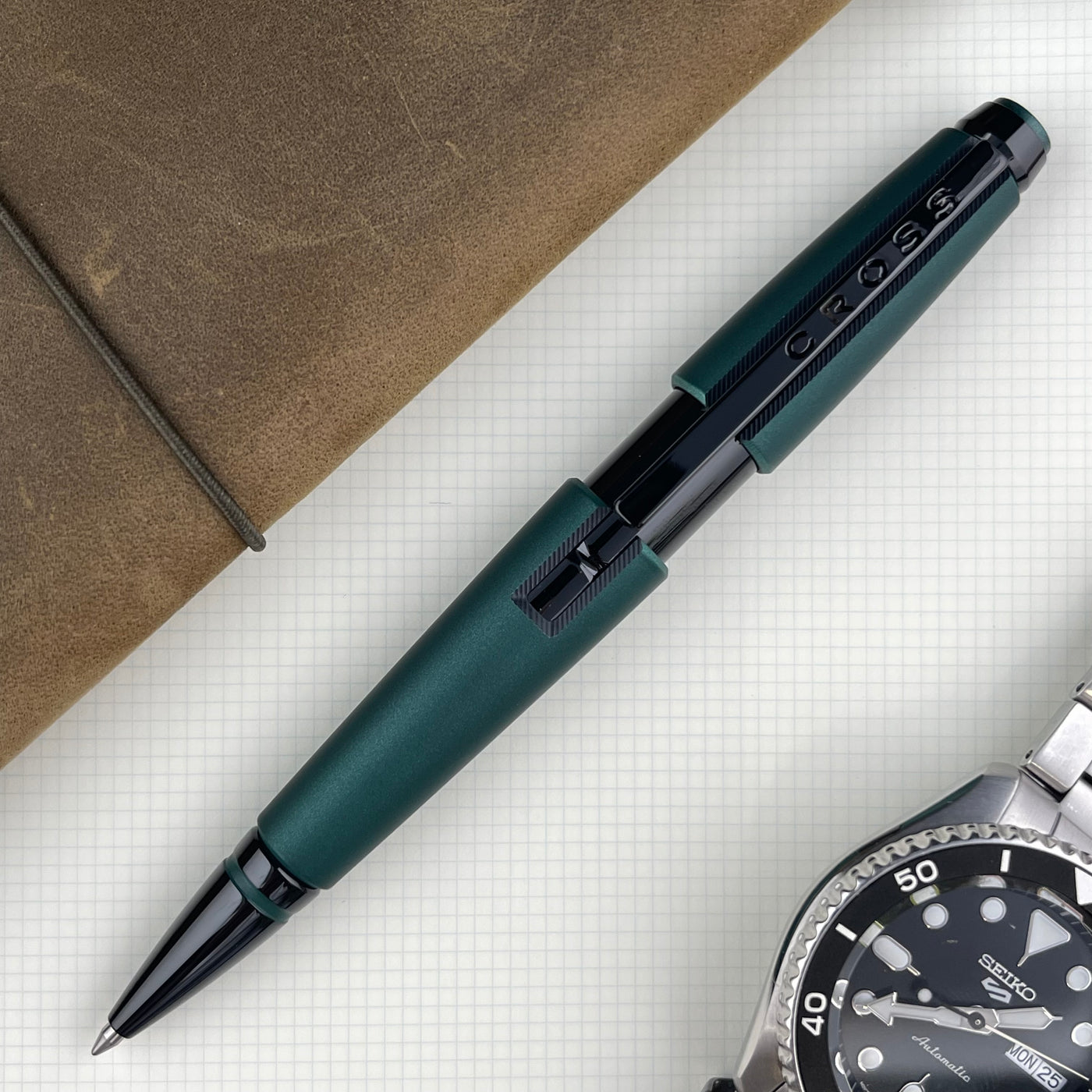 Cross Edge Rollerball Pen - Matte Green Lacquer