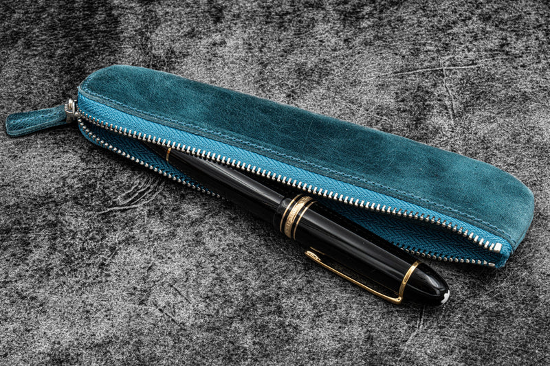 Galen Leather Zippered Single Pen Pouch