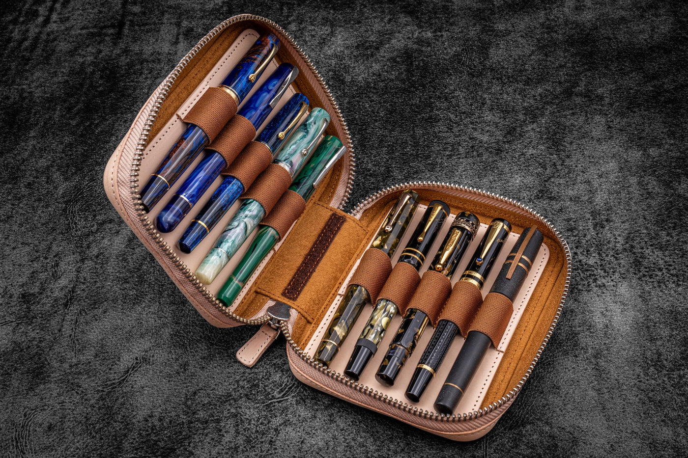 Galen Leather 10 Pen Expansi-Pouch Zipper Case