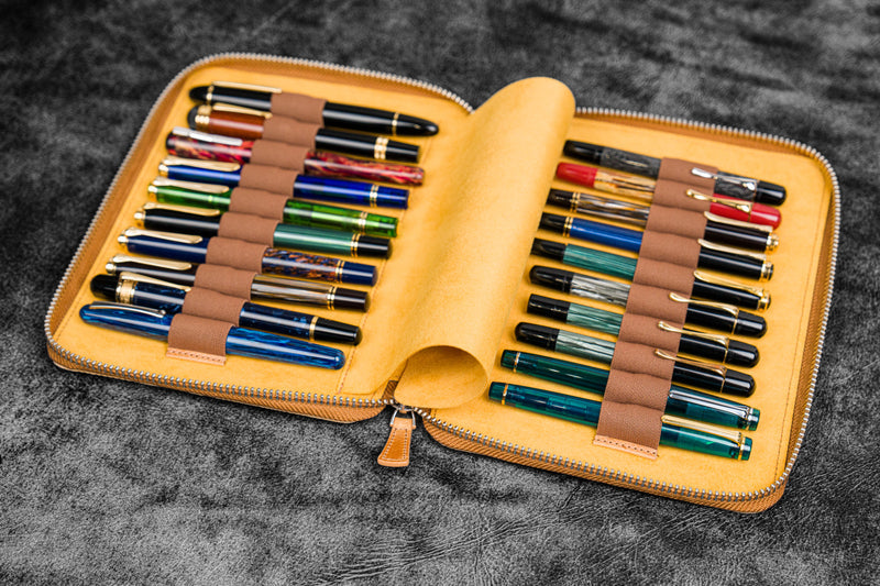 Galen Leather 20 Pen Zipper Case