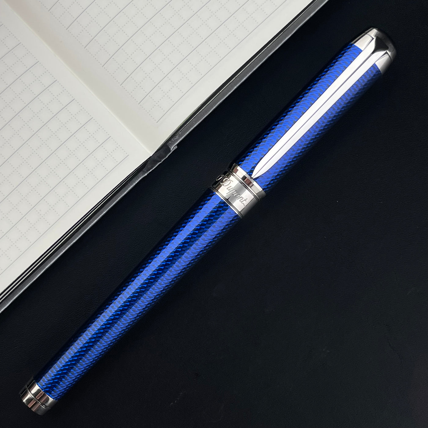 S.T. Dupont Line D Eternity XL Fountain Pen - Blue Guilloche