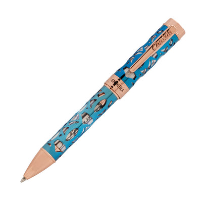 Conklin Endura Deco Crest Ballpoint Pen - Demo Blue w/ Rosegold