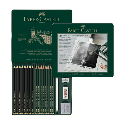 Faber-Castell 9000 & Pitt Graphite Matte Pencil Set - 20 Pack