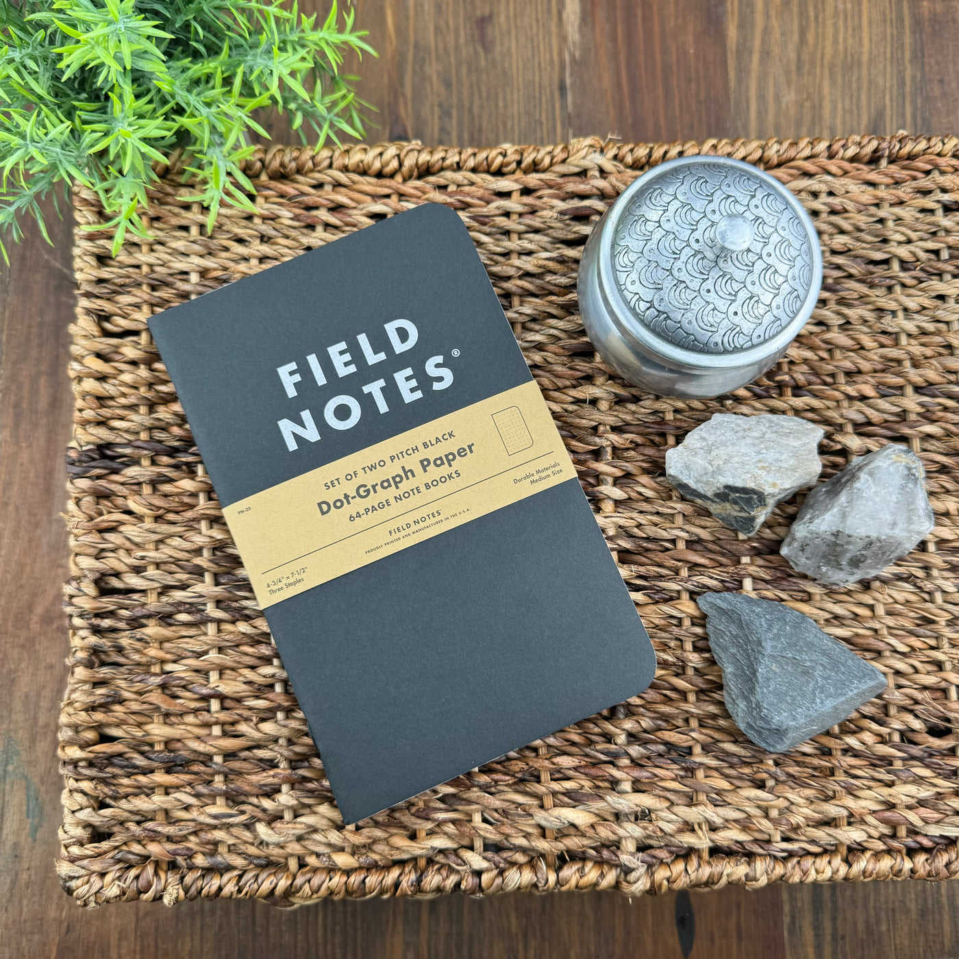 Field Notes Pitch Black Notebook, Dot Graph, 2-Pack, 4 3/4" x 7 1/2"