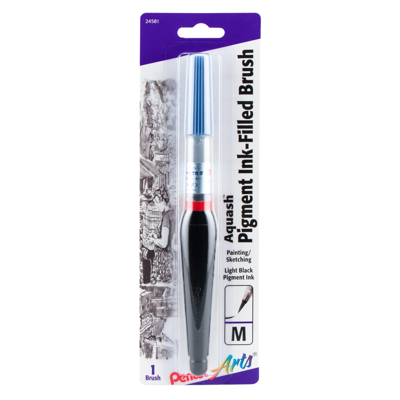 Pentel Arts Aquash Brush with Pigment Ink