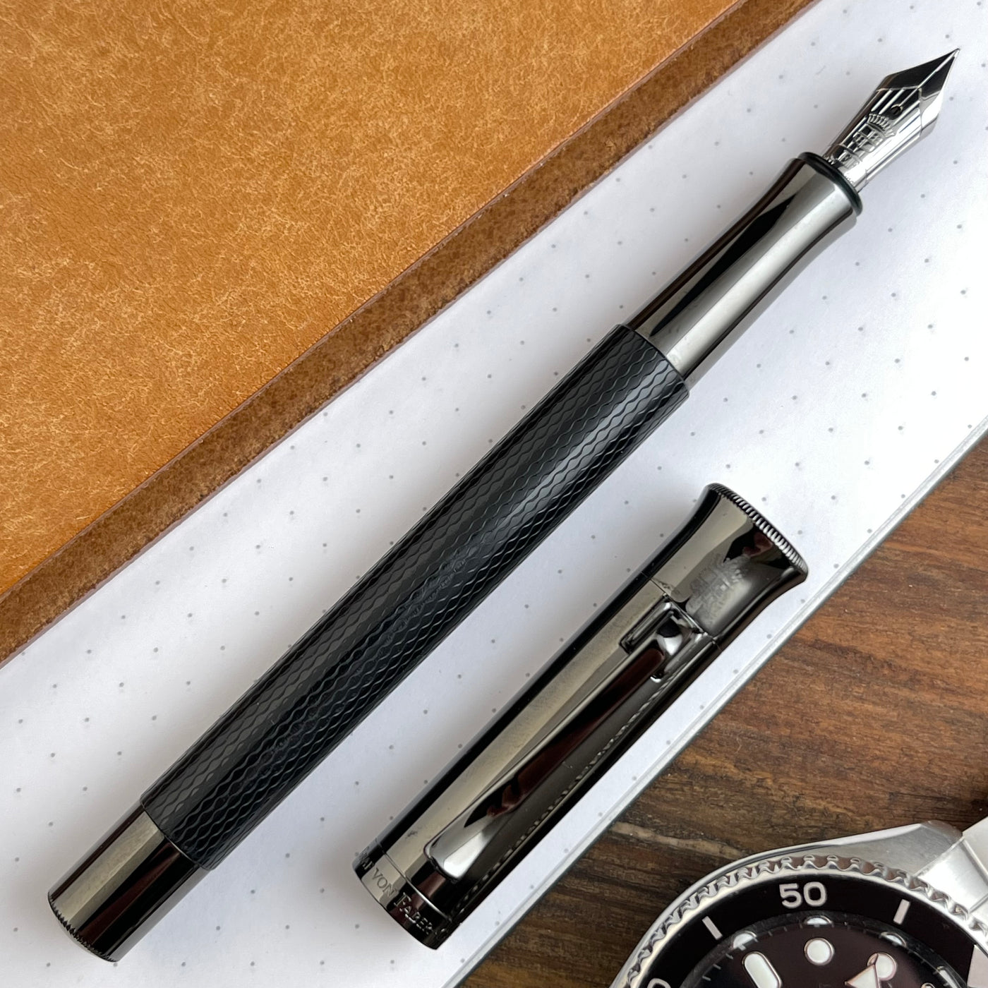 Graf von Faber-Castell Guilloche Fountain Pen - Black Edition