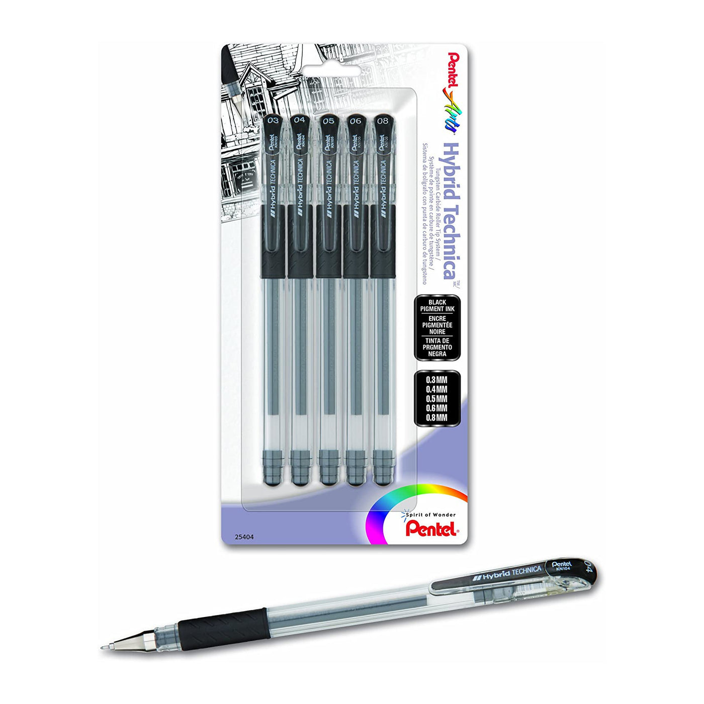 Pentel Arts Hybrid Technica Gel Pen - 5 Pack