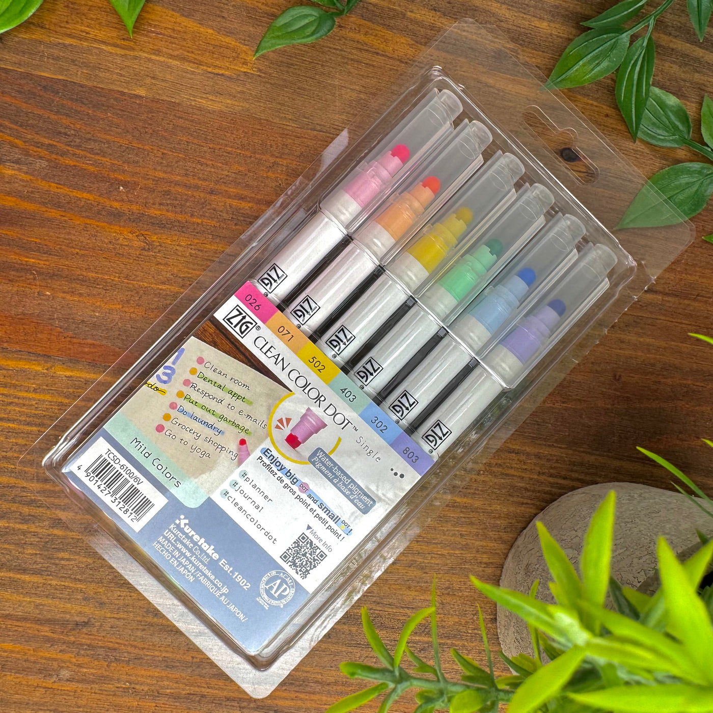 Kuretake Zig Clean Color Dot Markers - Mild (Set of 6)