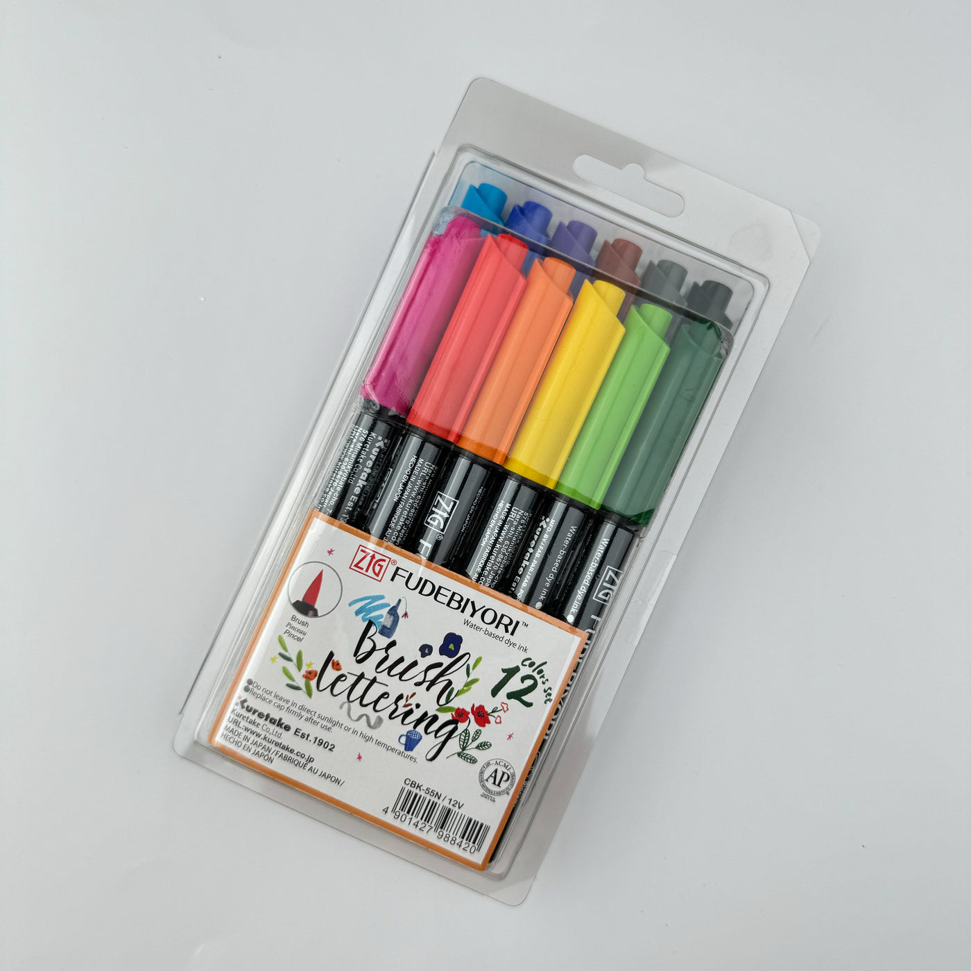 Kuretake Zig Fudebiyori Brush Lettering Markers (Set of 12)