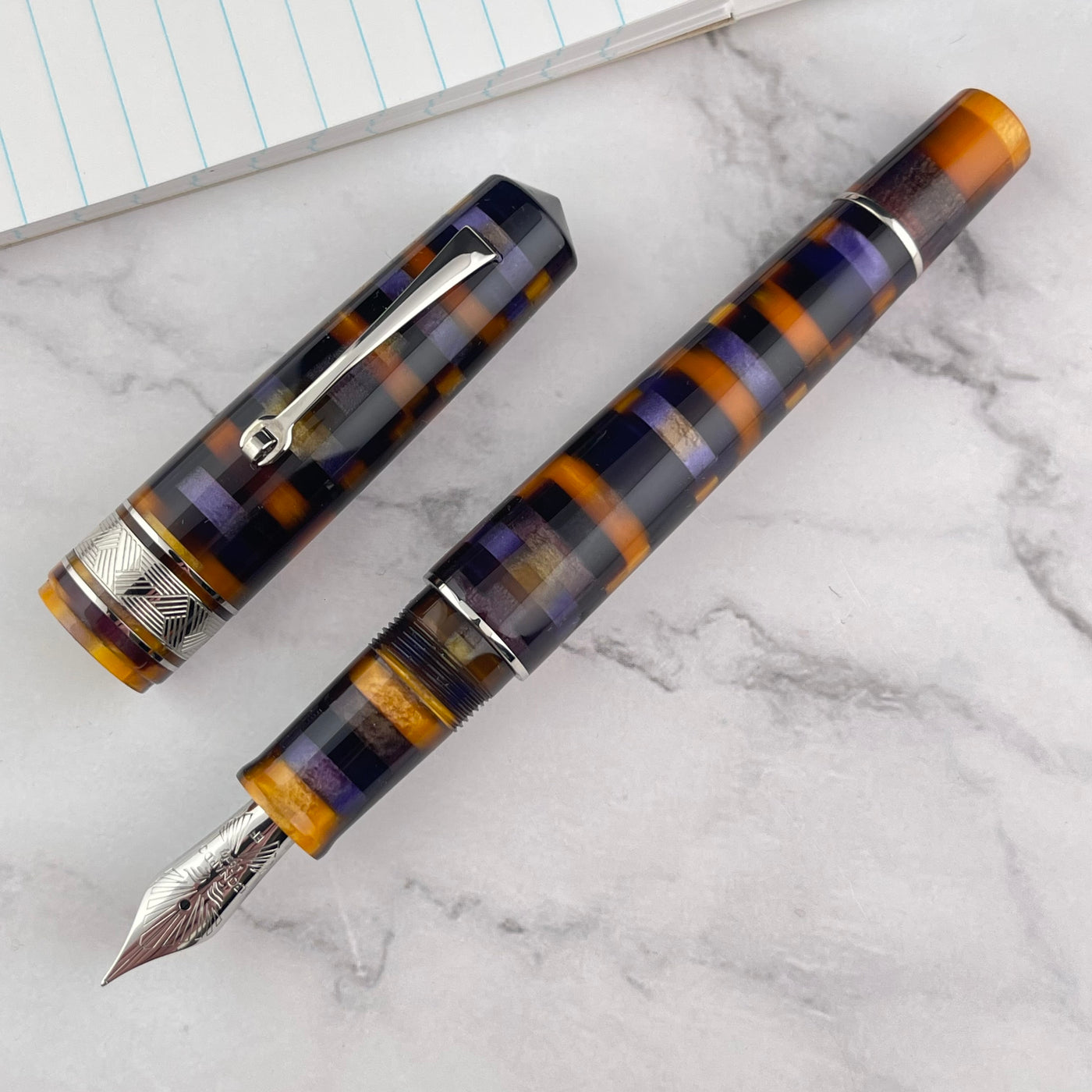 Leonardo Mosaico Fountain Pen - Anemone w/ Silver Trim