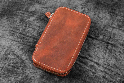 Galen Leather 6 Pen Zipper Case