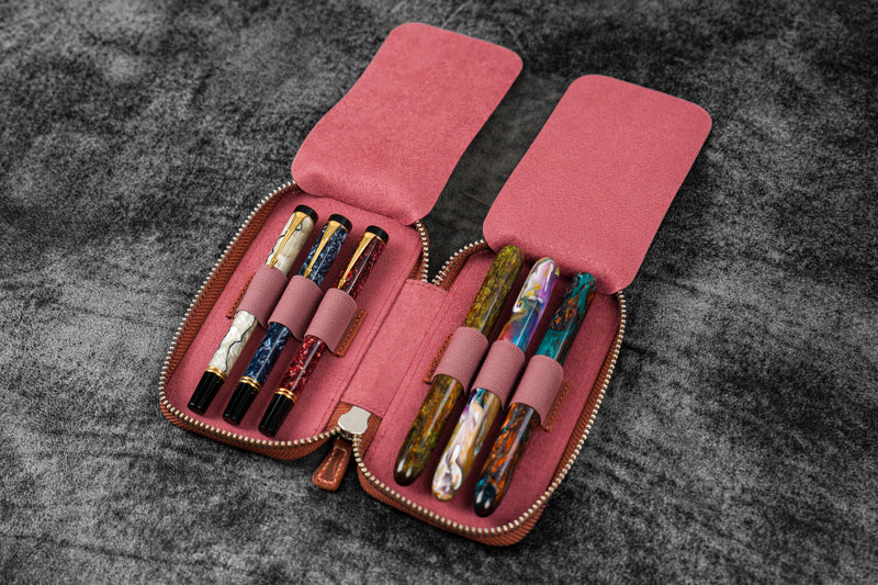 Galen Leather 6 Pen Zipper Case