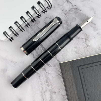 Pelikan Classic M215 Fountain Pen - Black w/ Silver Rings