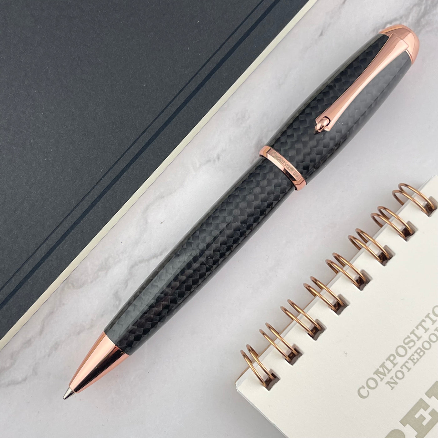 Monteverde Super Mega Ballpoint Pen - Carbon Fiber w/ Rosegold