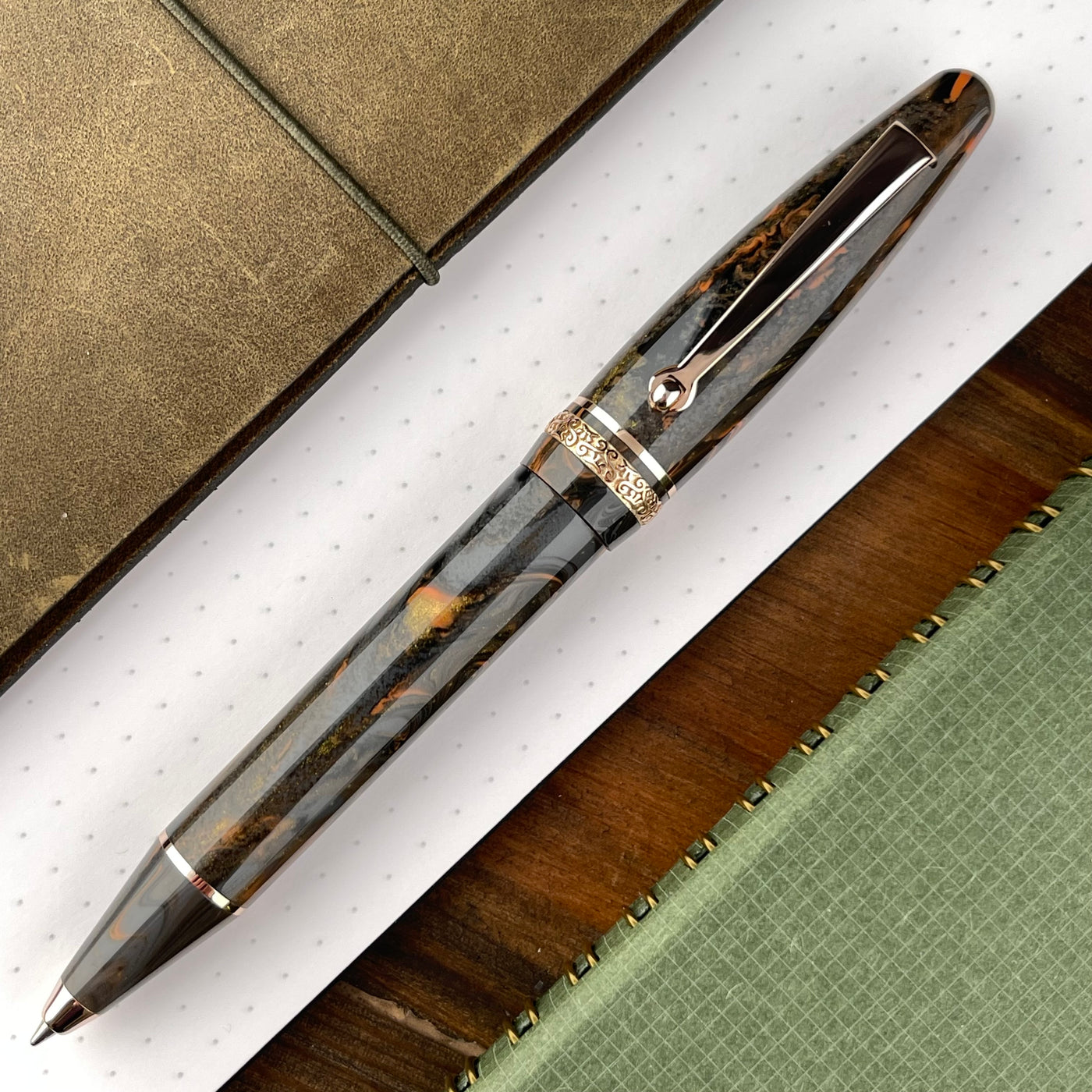 Maiora Ogiva Golden Age 2.0 Ballpoint Pen -  Earth w/ Rose Gold