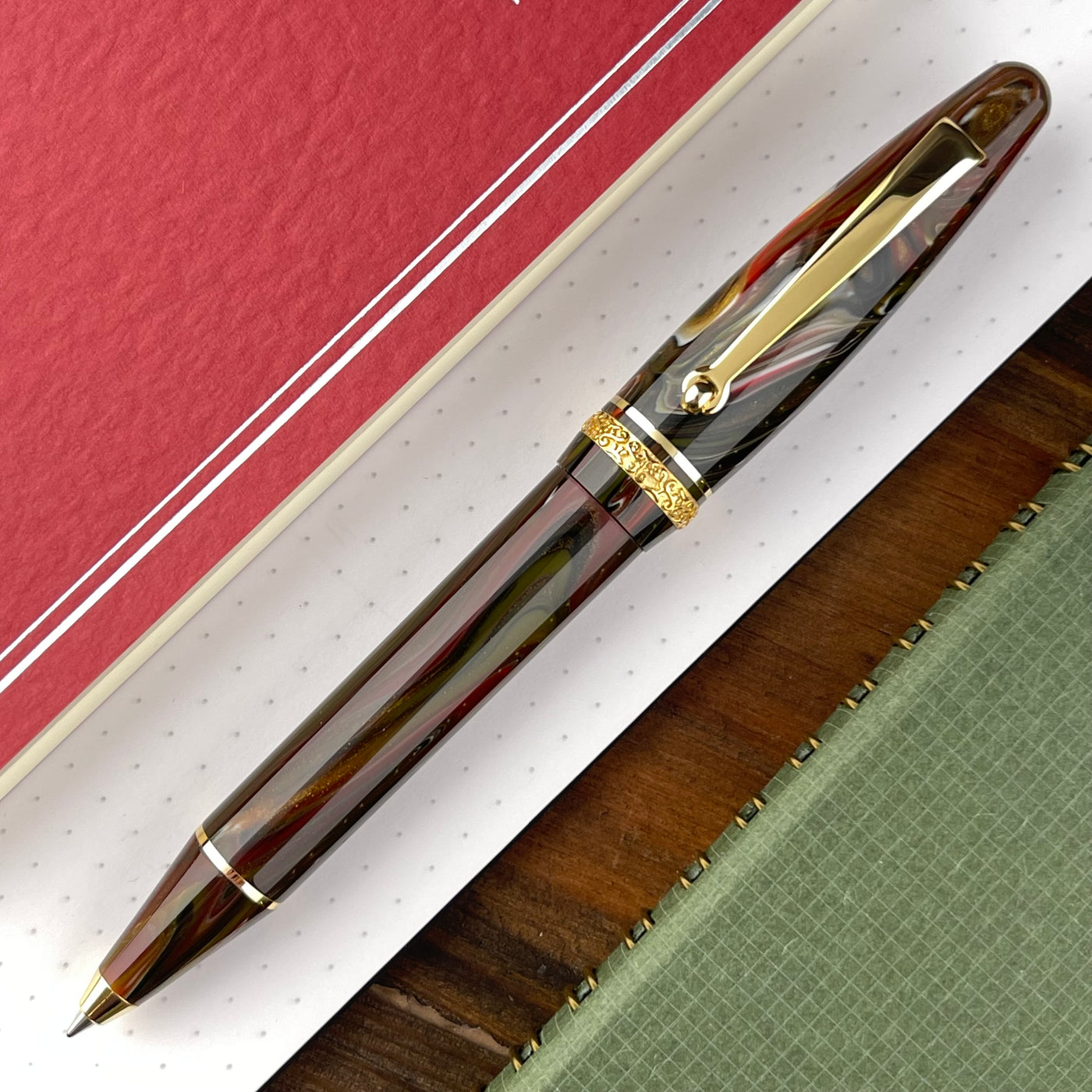 Maiora Ogiva Golden Age 2.0 Ballpoint Pen -  Fire w/ Gold