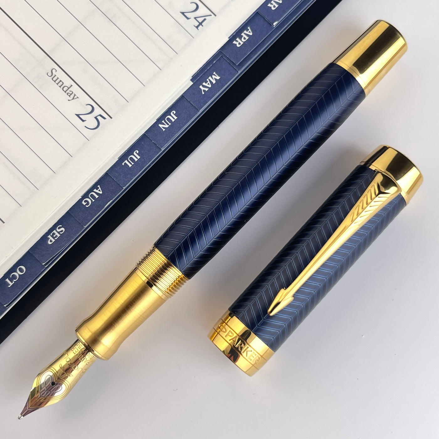 Parker Duofold Prestige Fountain Pen - Blue Chevron