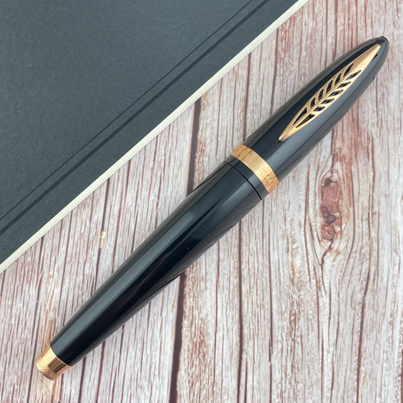 Pineider Modern Times Rollerball Pen - Black w/ Rose Gold