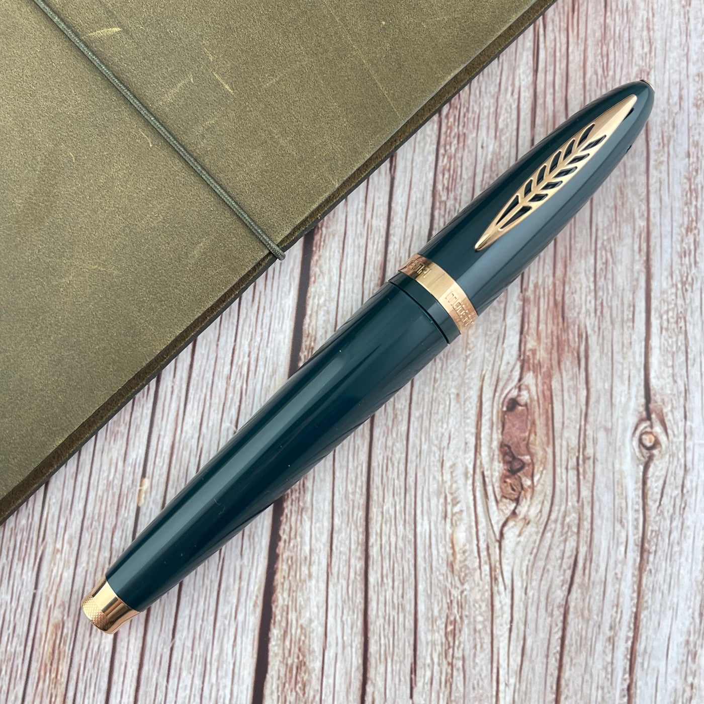 Pineider Modern Times Rollerball Pen - Racing Green w/ Rose Gold