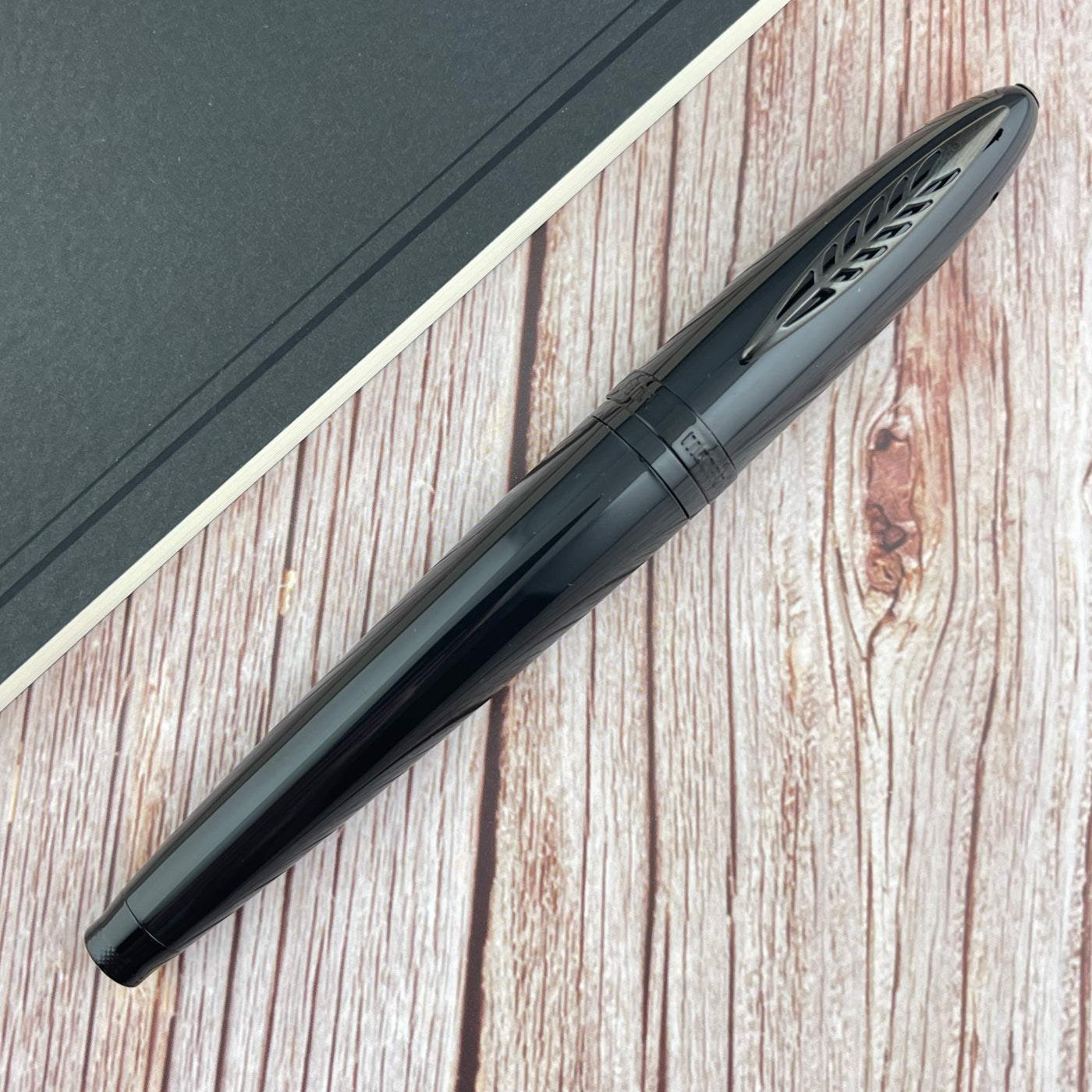 Pineider Modern Times Rollerball Pen - Black w/ Black