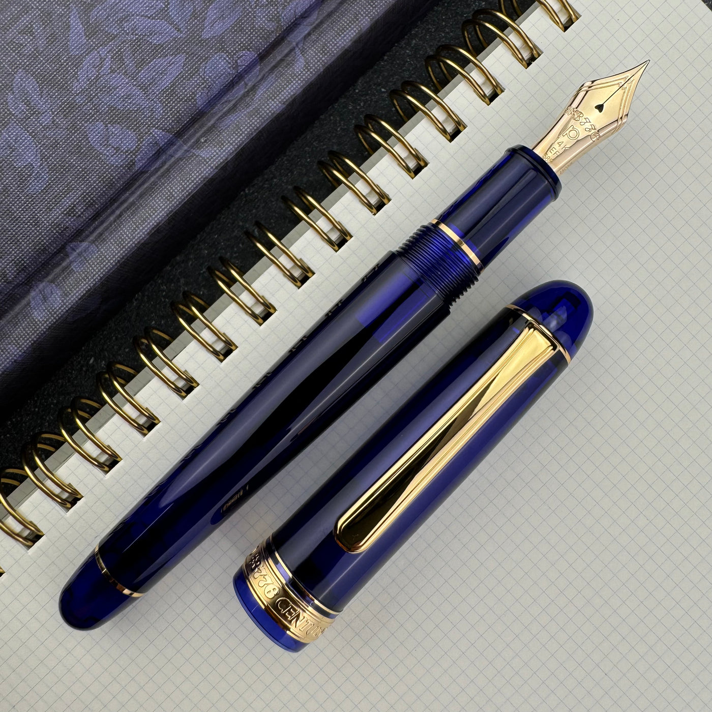 Platinum #3776 Century Fountain Pen - Chartres Blue with Gold Trim