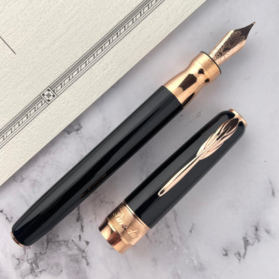 Pineider Classic Fountain Pen - Black w/ Rose Gold