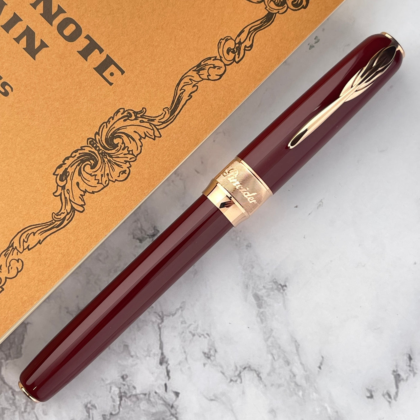 Pineider Classic Rollerball Pen - Bordeaux w/ Rose Gold