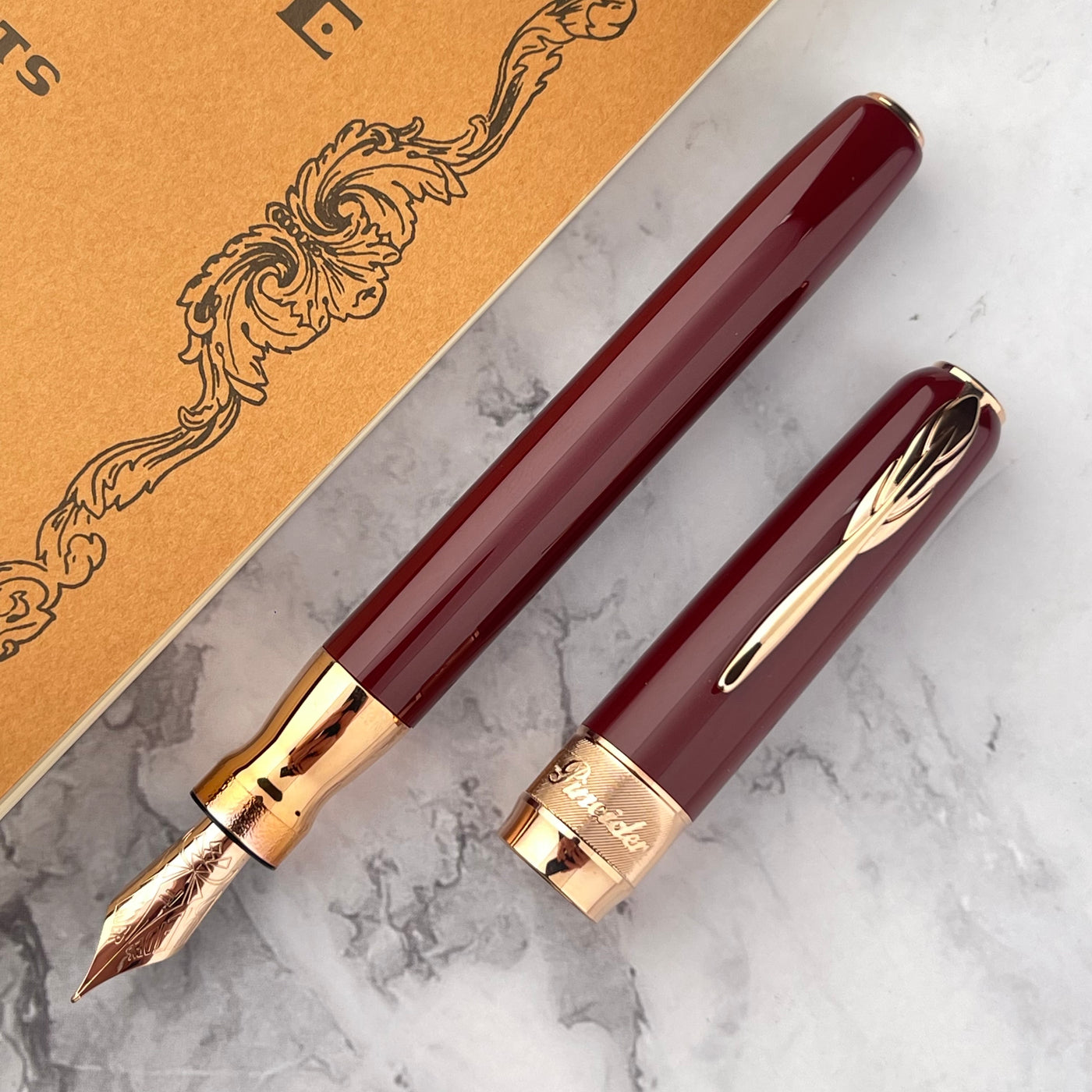 Pineider Classic Fountain Pen - Bordeaux w/ Rose Gold