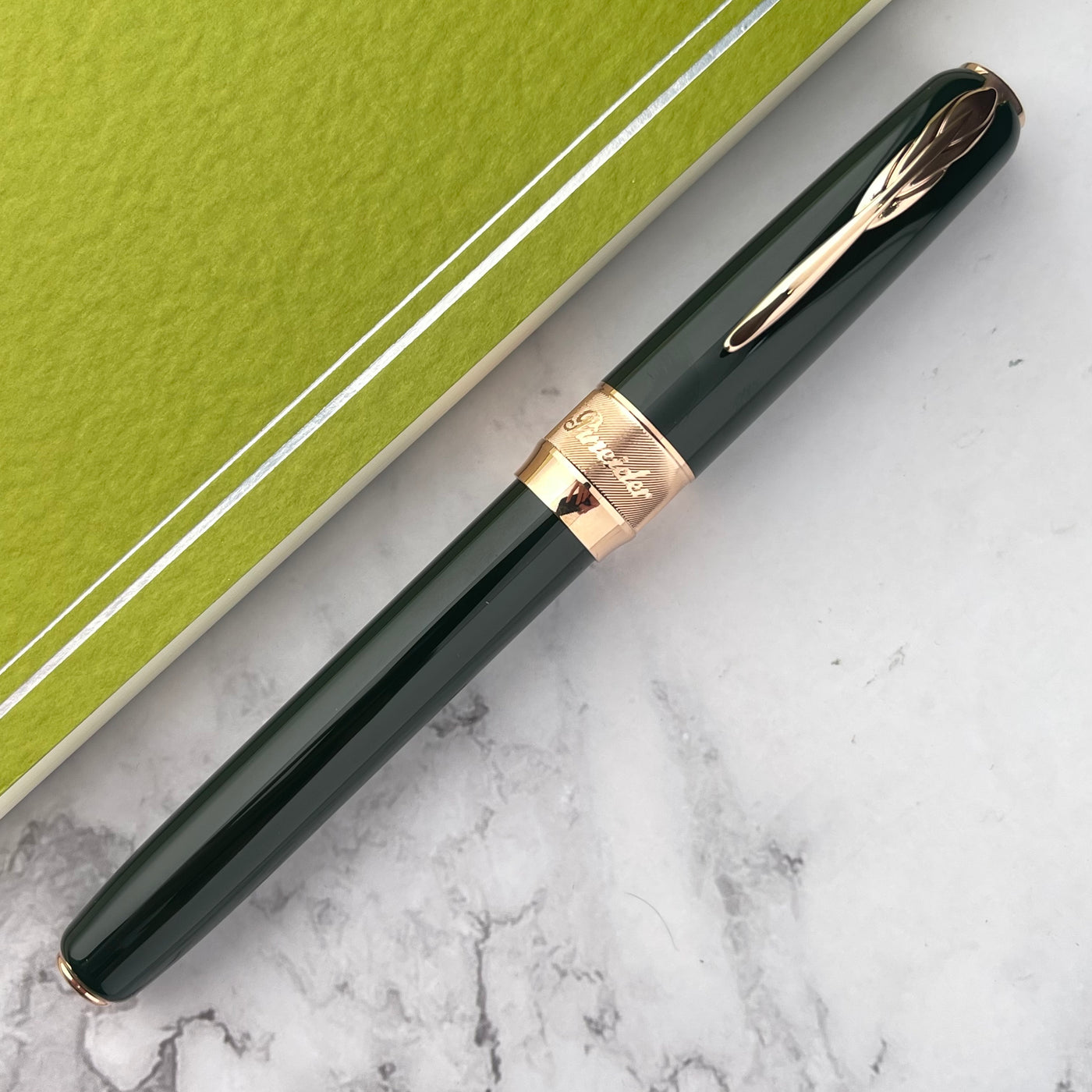 Pineider Classic Rollerball Pen - Green w/ Rose Gold