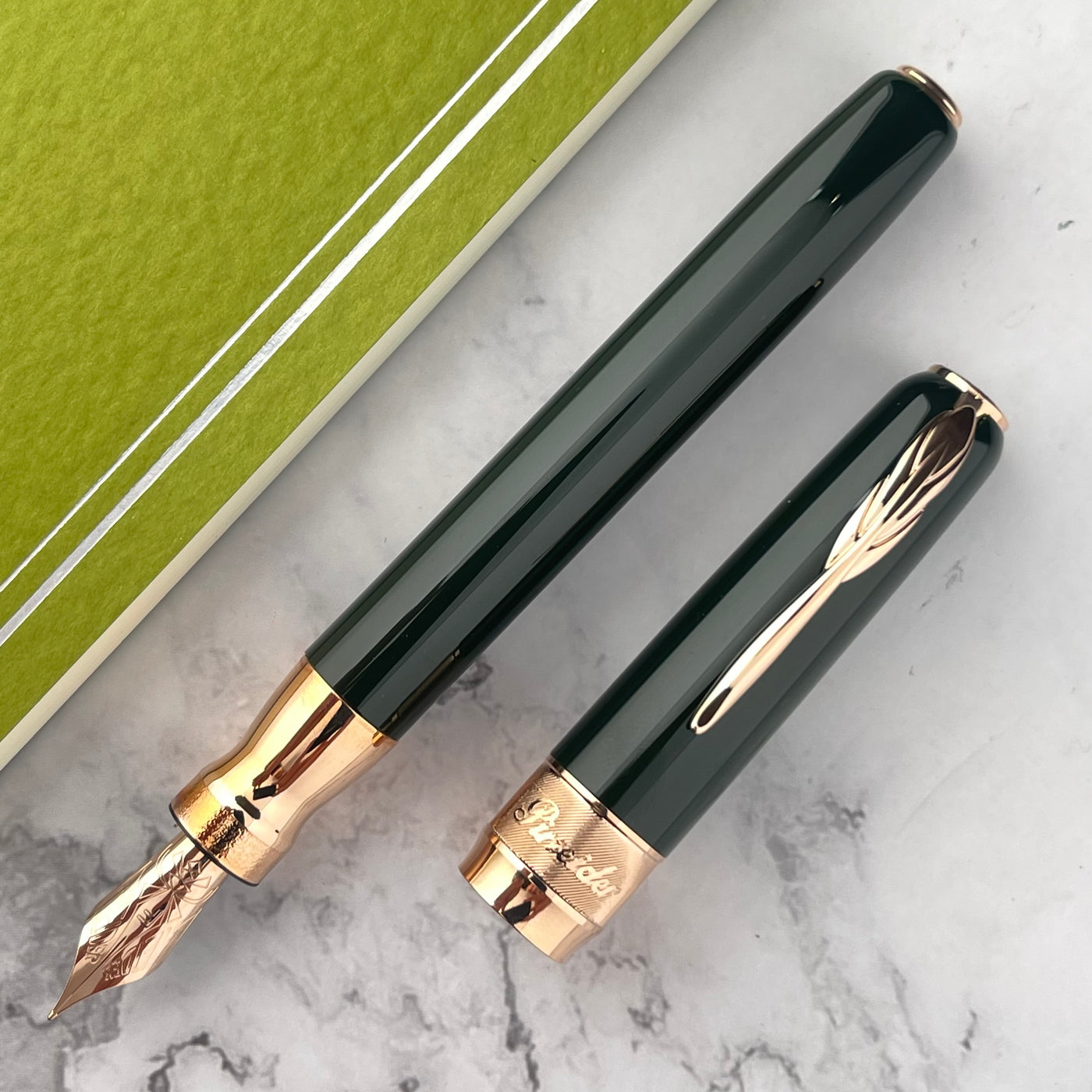 Pineider Classic Fountain Pen - Green w/ Rose Gold