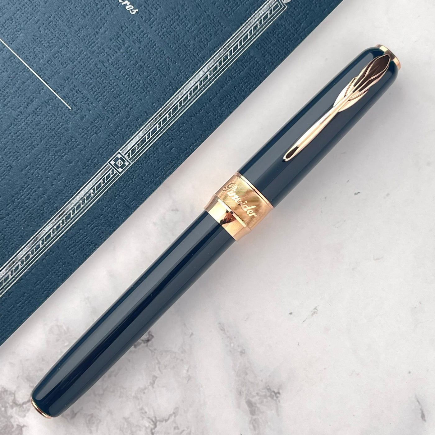 Pineider Classic Fountain Pen - Peacock w/ Rose Gold