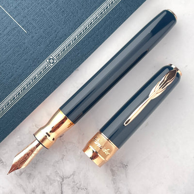 Pineider Classic Fountain Pen - Peacock w/ Rose Gold