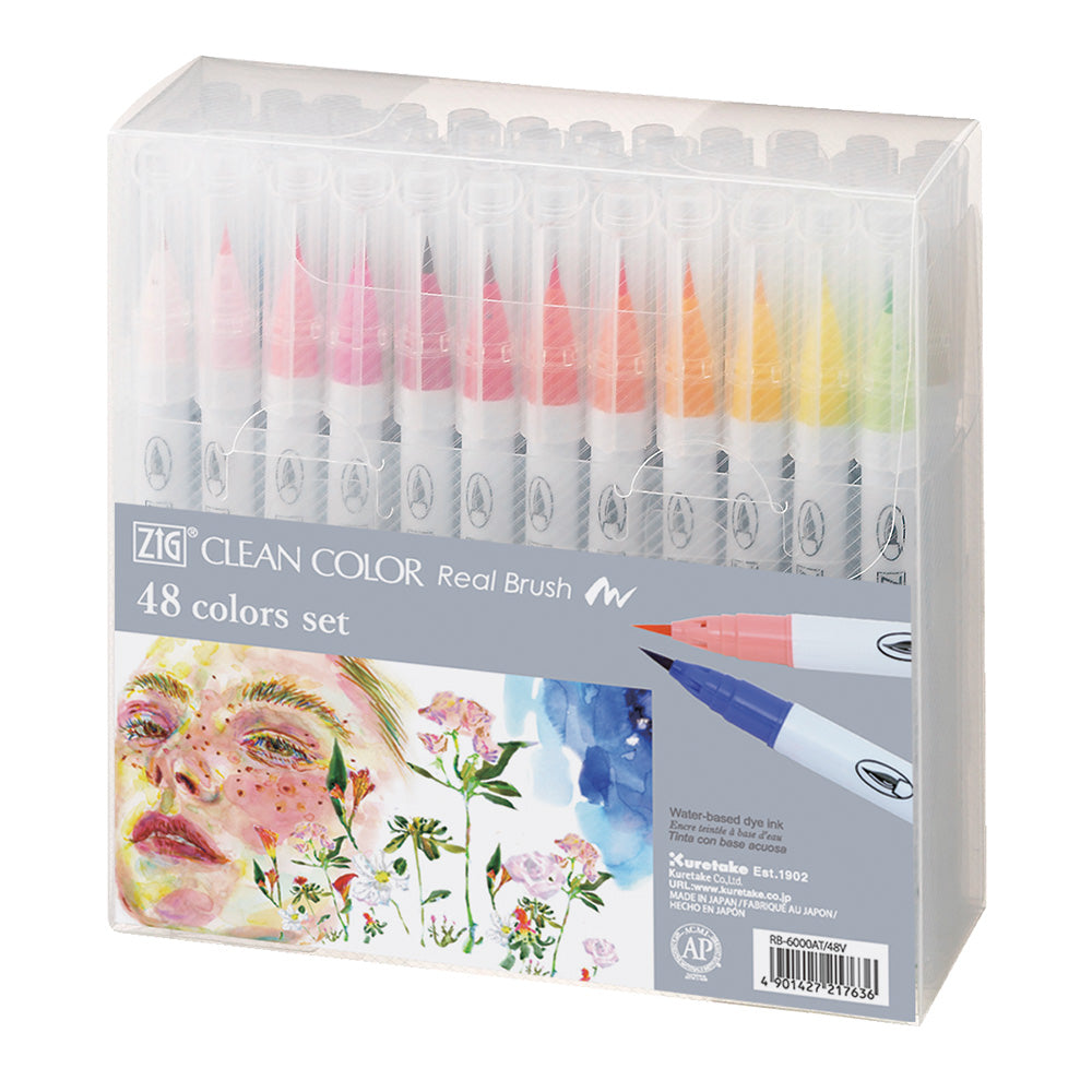 Kuretake Zig Clean Real Brush Markers (Set of 48)