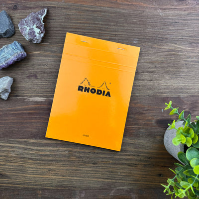 Rhodia Staplebound Notepad - Lined w/ margin 80 sheets - 6 x 8 1/4 - Orange cover